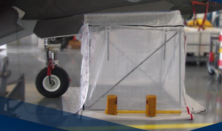 A 6090 DIRT Bag&trade; unit being used for aircraft repairs